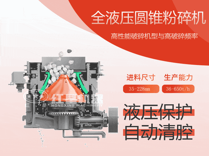 全液壓圓錐粉碎機，產量36-650t/h