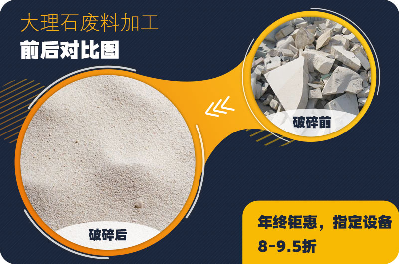 大理石廢料破碎前后對比，售價高利潤好