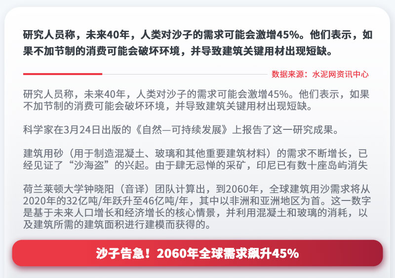 沙子告急！2060年全球需求飆升45%